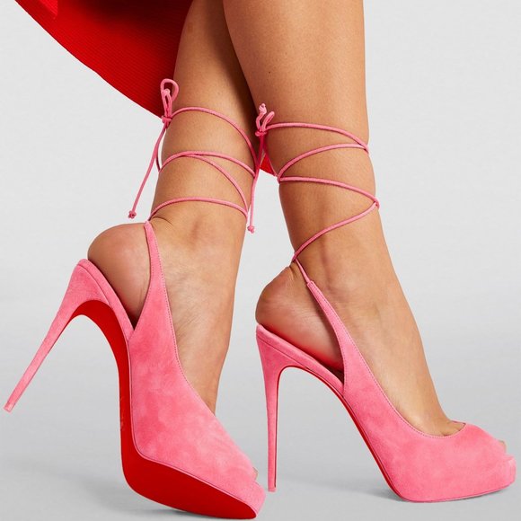 Christian Louboutin LACE UP NVP 120 Suede Platform Heels Sandals Shoes - Picture 2 of 14